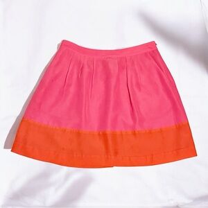 J Crew Colorblock Bright Pink and Orange Women's Summer Mini Skirt- Size 0